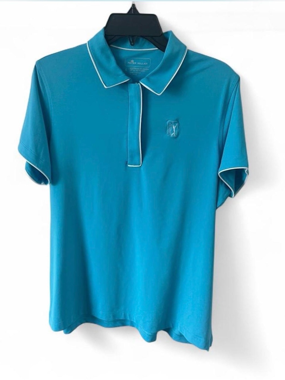 Peter Millar Turquoise Polo with White Piping